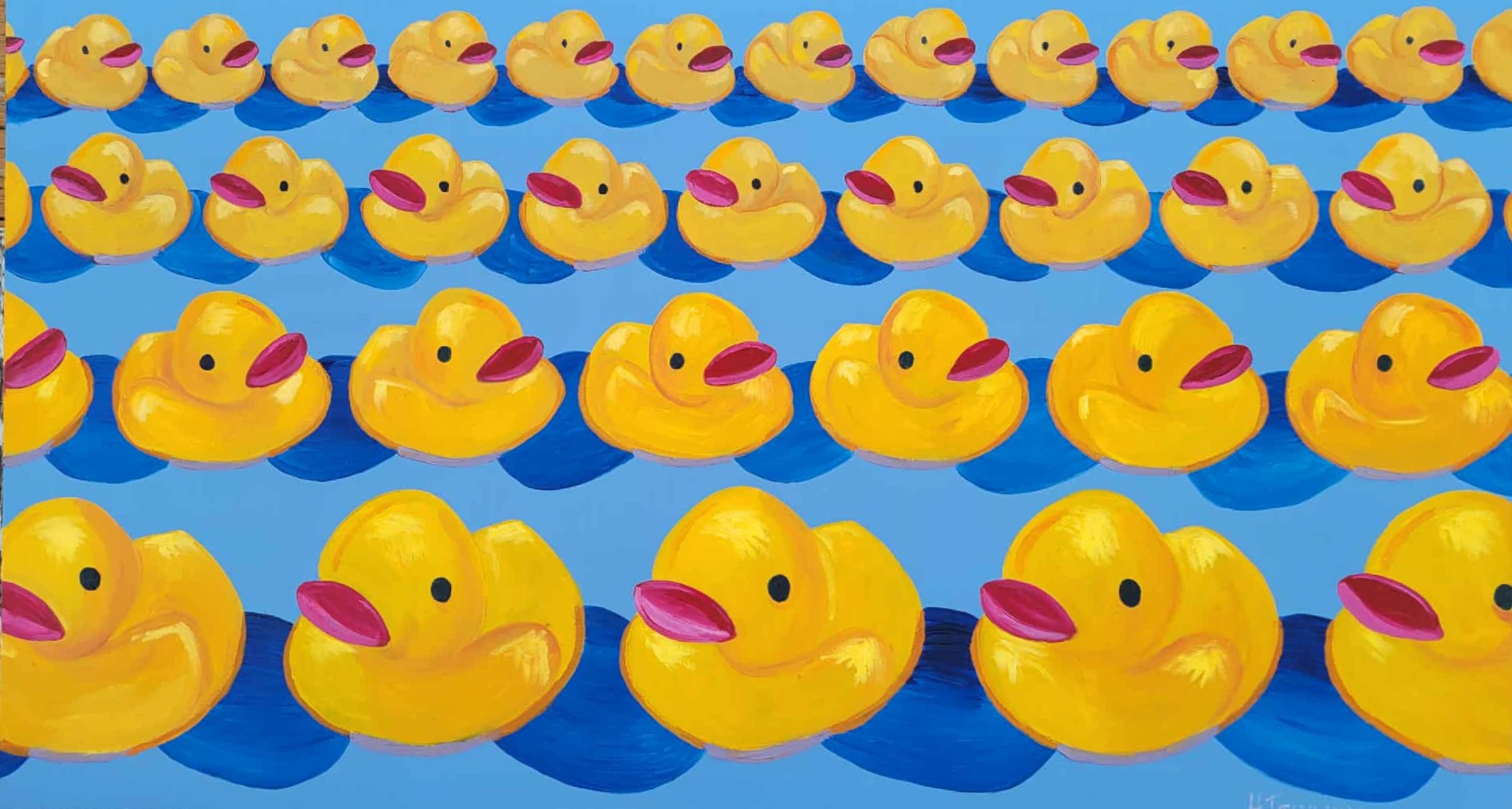 Click here to view Army of Ducks on Blue by Heidi Tournoux